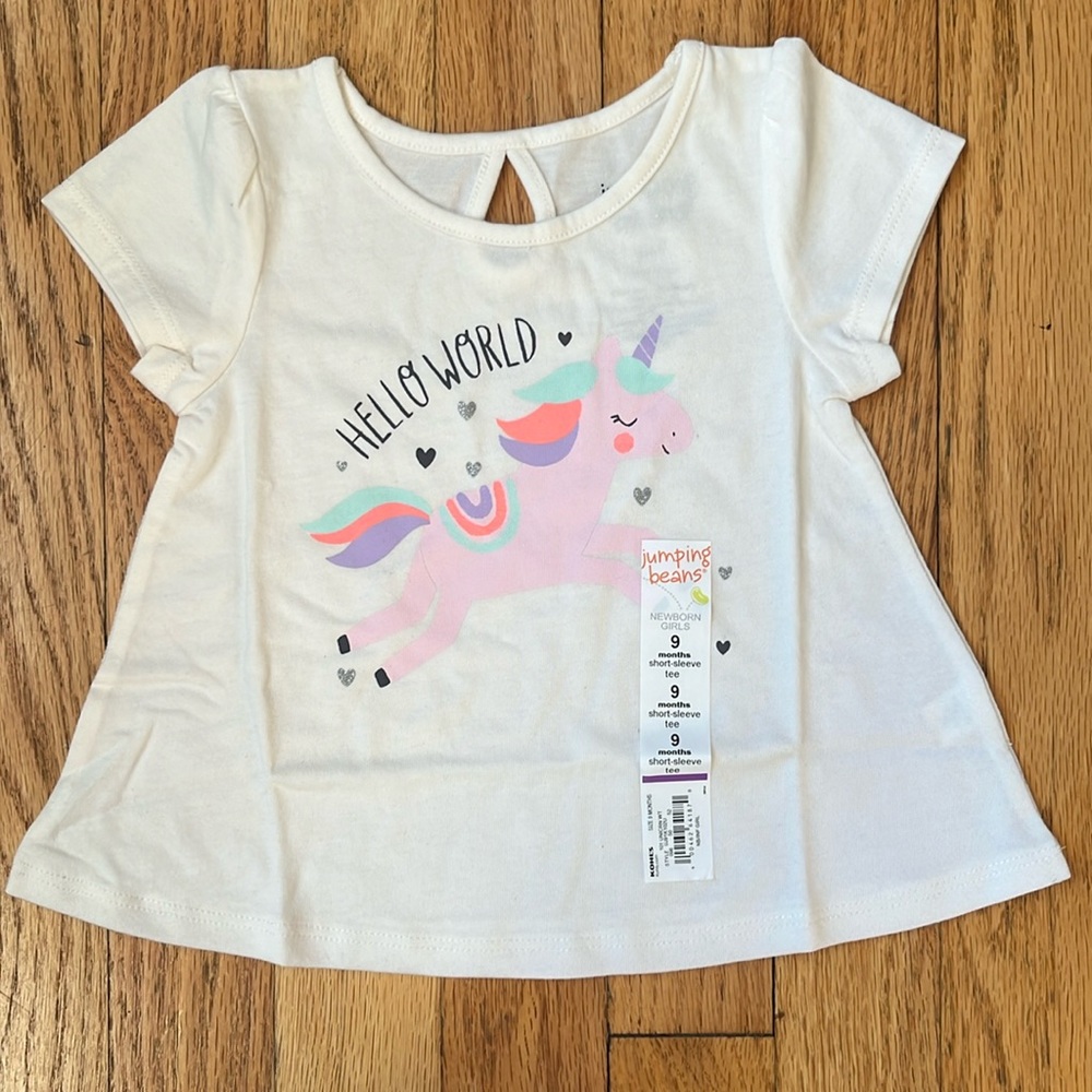 JUMPING BEANS Hello World Top for Girls 9months